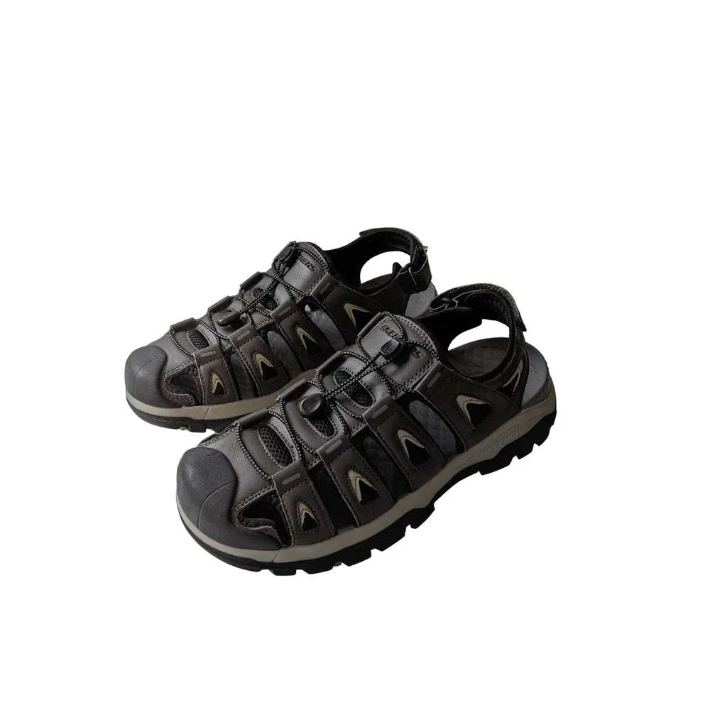 Skechers Mens Relaxed Fit Luxe Foam Fisherman Sandals Gray 204111 Size 11